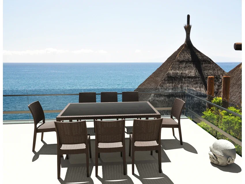 FL 7 Piece Tahiti Hospitality Outdoor Dining Table with Florida Chair