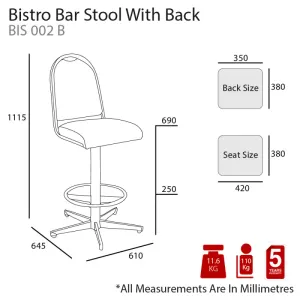 MA Bistro Fabric or Vinyl Upholstered Hospitality Swivel Bar Stool with Back thumbnail 2
