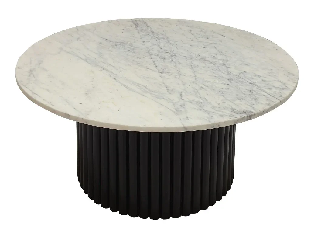 VI Nile Timber Base Marble Top Round Coffee Table
