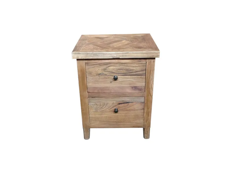 MF Morocco Recycled Elm 2 Drawer Bedside Table