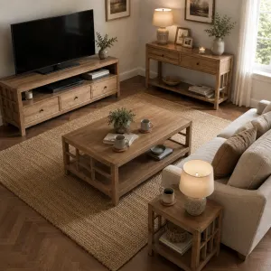 CR Evan Solid Timber 2 Drawer Console Table thumbnail 2