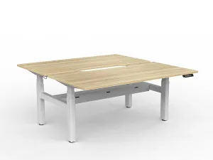 OL Agile Motion+ Electric Height Adjustable Shared Desk – Oak Top White Frame thumbnail 8