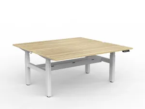 OL Agile Motion+ Electric Height Adjustable Shared Desk – Oak Top White Frame thumbnail 10