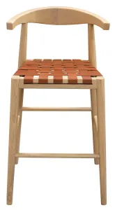 CT Elliot Genuine Leather Seat Timber Base Barstool - Set of 2 thumbnail 1