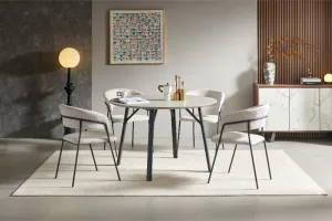 VI Primo Marble Look MDF Top 5 Pieces Round Dining Setting thumbnail 2