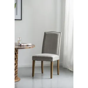 DA Studded Smoky Grey Fabric Upholstered Dining Chair Set of 2 thumbnail 3