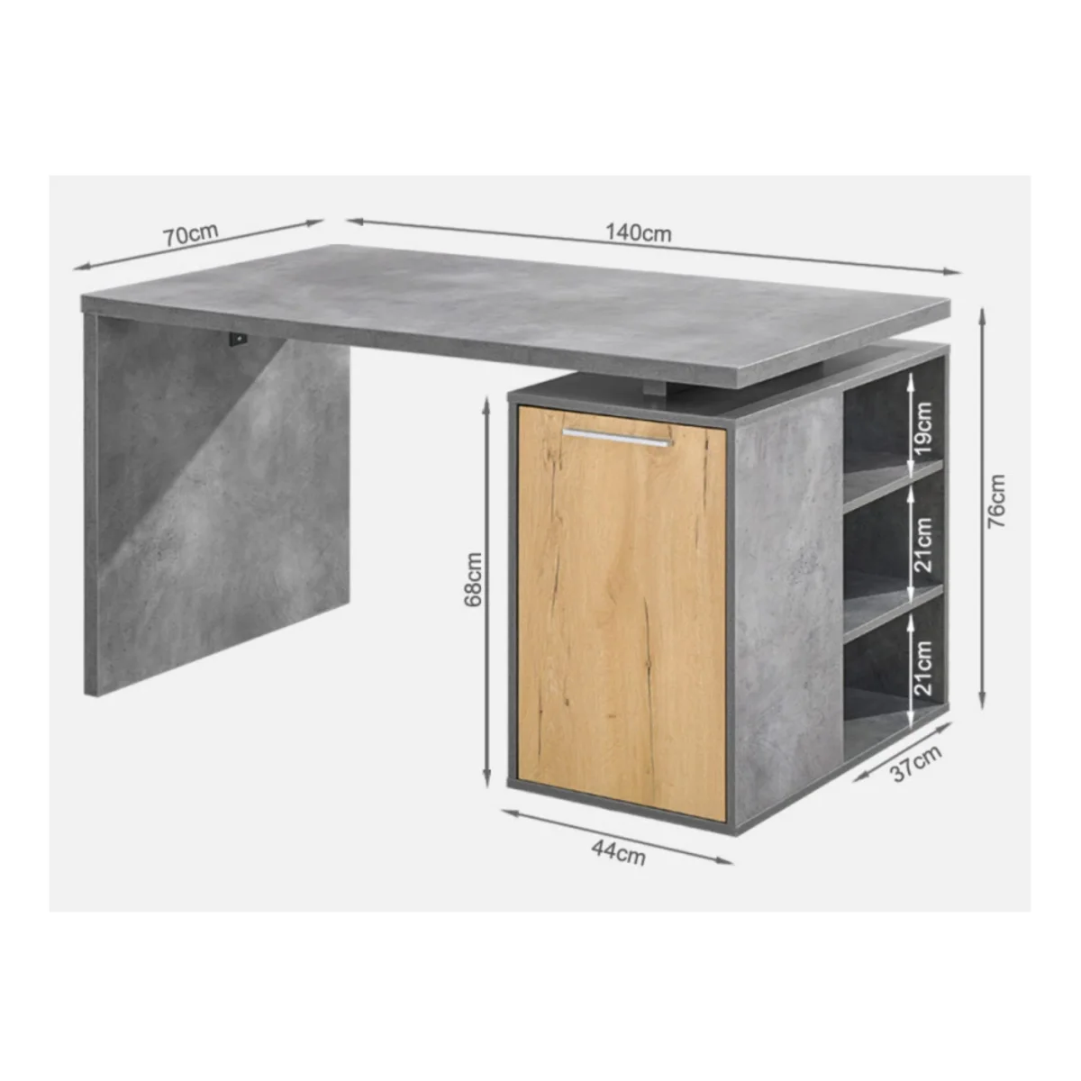 HE Tarpeian 3 Shelf Home Office Desk with Cabinet