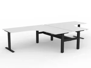OL Agile Electric Height Adjustable 90° Shared Workstation – White Top Black Frame thumbnail 1
