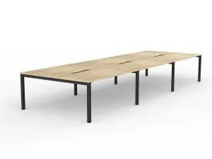 OL Axis 6-User Double Sided Workspace – Oak Top with Black Frame thumbnail 13