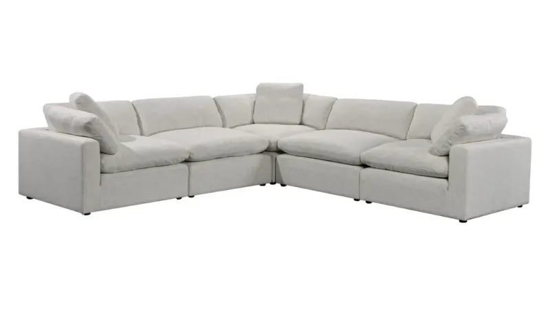 VI Cloud Fabric Upholstered Modular Corner Lounge with Ottoman