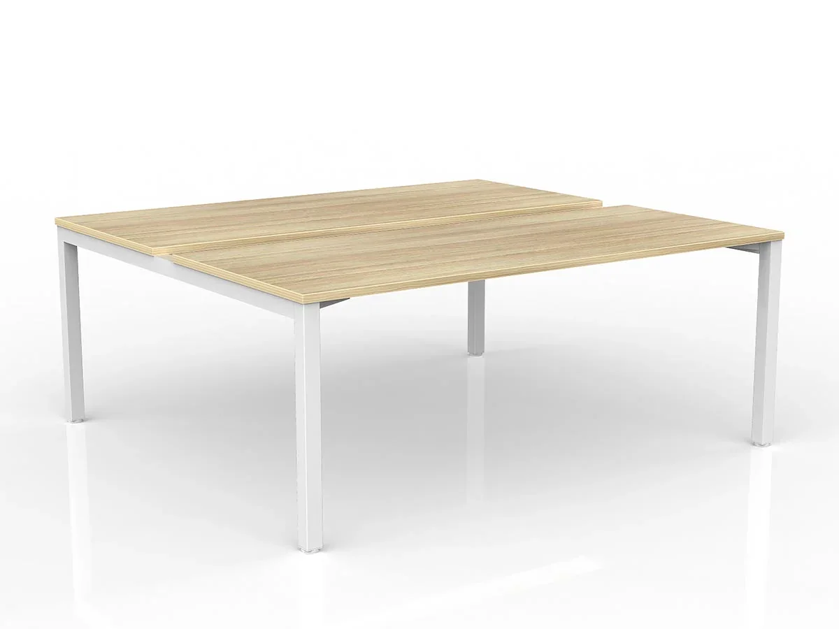 OL Axis 2-User Double Sided Workspace – Oak Top White Frame