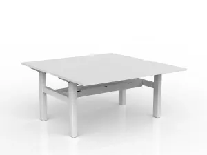 OL Agile Fixed Height 2 User Shared Desk – White Top with White Frame thumbnail 1