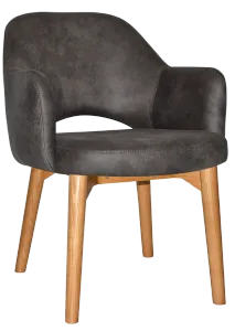 EZ Albury Solid Timber Oak Stained Upholstered Hospitality Dining Armchair thumbnail 1