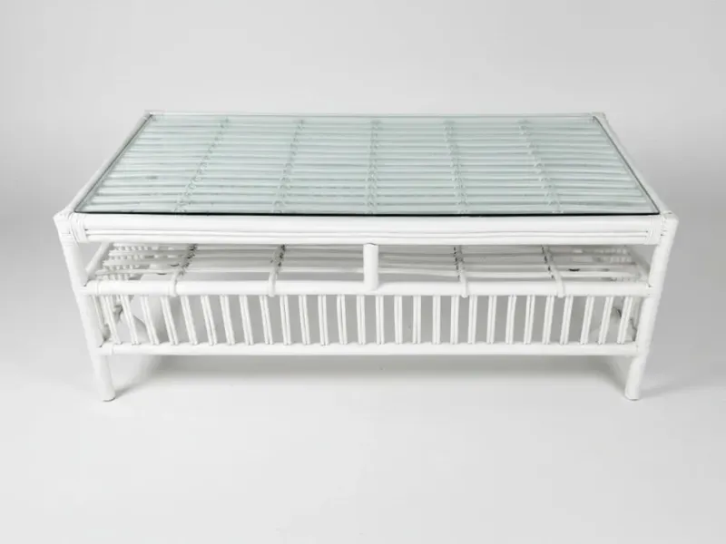 CR Americana Rattan with Glass Top Coffee Table