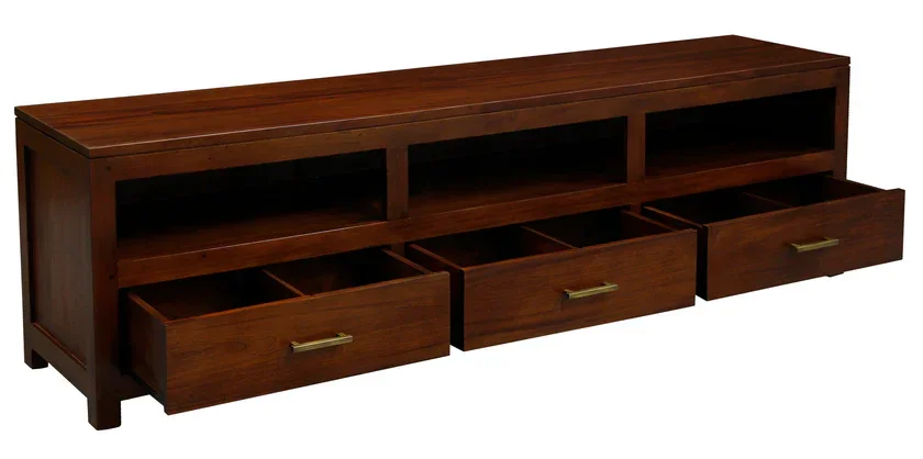 CT Paris Solid Timber 3 Drawer Low Entertainment Unit