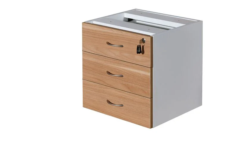 GP Office Fixed Desk Pedestal with 3 Drawers - Virginia Walnut