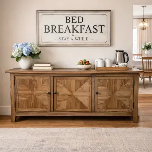 MF Recycled Timber Parquetry Style 3 Door TV Unit thumbnail 3