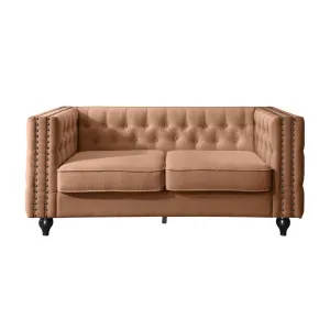 BT Mayfair 2 Seater Tufted Sofa Natural and Vintage Tam Faux Leather thumbnail 2