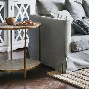 SH Marina Black Metal Framed Rattan Top Round Lamp Table thumbnail 5