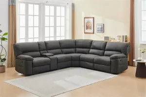 VI Jersey Fabric Upholstered 5 Seater Corner Modular Recliner Lounge thumbnail 11