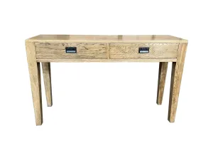 MF Solid Oak Timber 2 Drawer Hall Table thumbnail 1