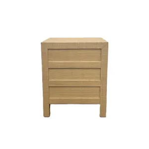 CR Kagu Solid Timber Raffia Finish 3 Drawer Bedside Table thumbnail 5
