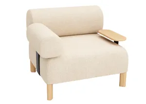 DD Cailloux Fabric Single Seater Breakout Sofa with 1 Armrest & 1 Side Table thumbnail 2