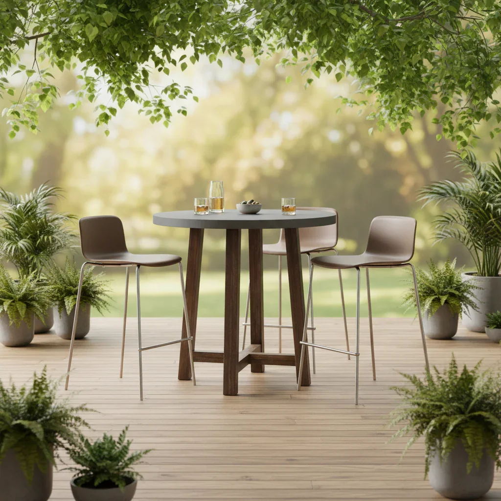 VI Estrella Round Bar Table - White and Grey