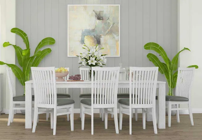 VI Florida Mountain Ash Dining Table with 8 Chairs Set
