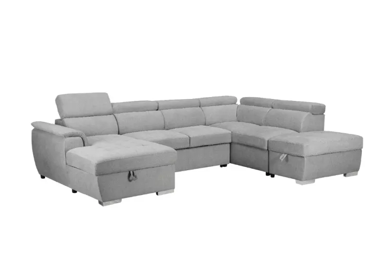 VI Glebe Fabric Upholstered Corner Sofabed Lounge With LHF Chaise