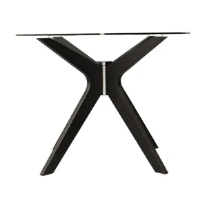 VI Tribeca Glass Top Timber Legs Round Dining Table thumbnail 4