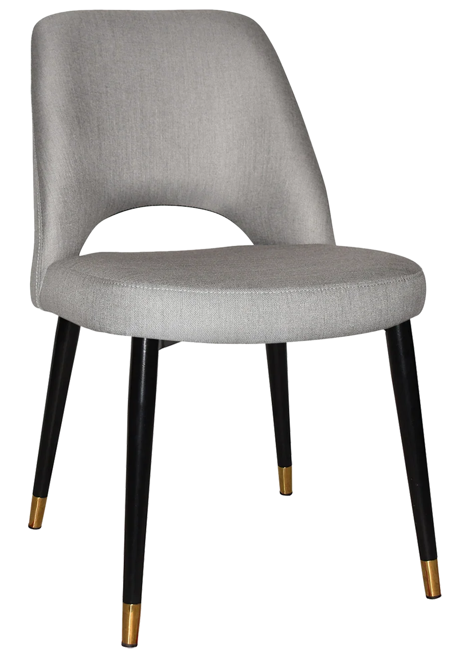 EZ Albury Black Stainless Steel Brass Top Leg Upholstered Hospitality Dining Chair