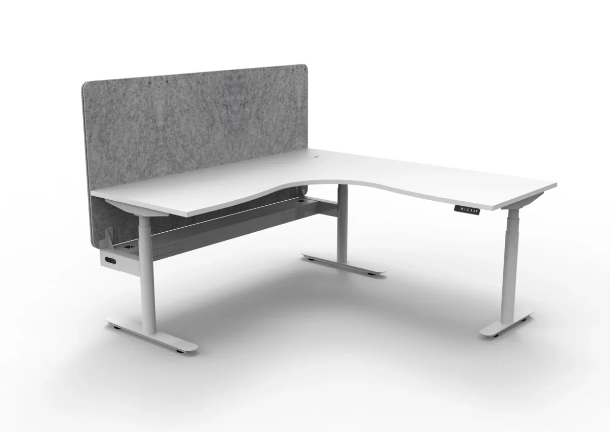 RL Halo Plus Height Adjustable Corner Workstation with Grey Eco Panel Screen thumbnail 8