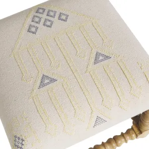 SH Nobbin Timber Leg Fabric Seat Ottoman Natural thumbnail 2