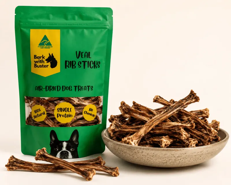 Bark with Buster Veal Rib Sticks Dog Treats — 200g