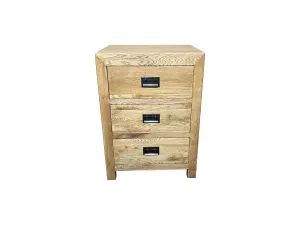 MF Solid Oak Timber 3 Drawer Bedside Table thumbnail 4