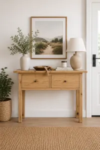 CR Sonoma Solid Timber 2 Drawer Console Table thumbnail 2