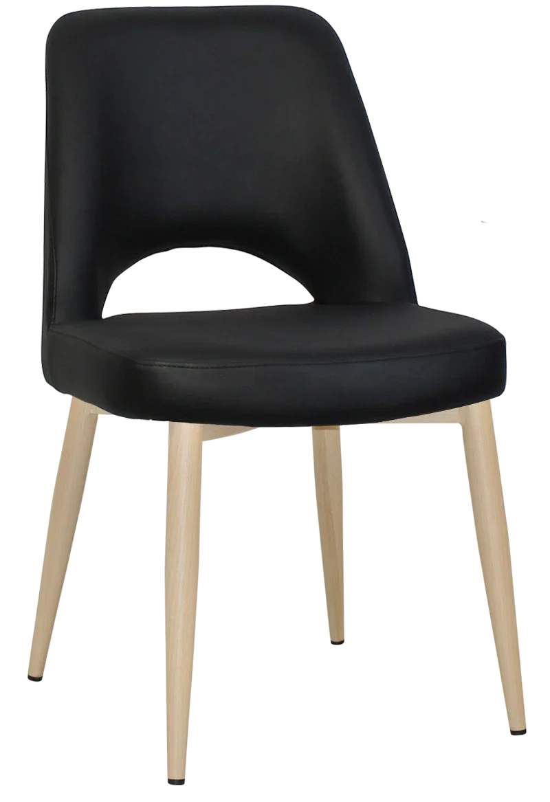 EZ Albury Birch Stained Metal Leg Upholstered Hospitality Dining Chair