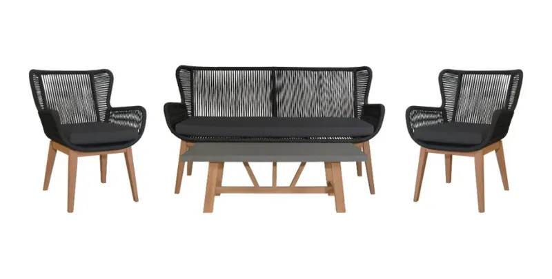 VI Marrakesh Solid Timber 4 Piece Outdoor Armchair and Coffee Table Set