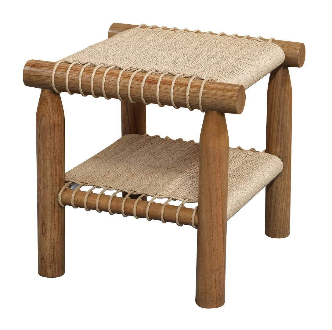 CT Kelly Timber Frame Handwoven Papercord Lamp Table