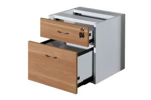 GP Office Fixed Desk Pedestal with 1 Drawer & 1 Filing Drawer - Virginia Walnut thumbnail 2