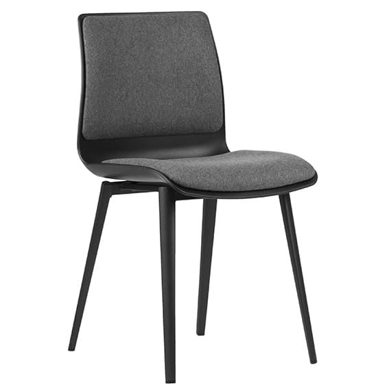 ST Pod Black Metal Leg Upholstered Black Plastic Shell Hospitality Chair