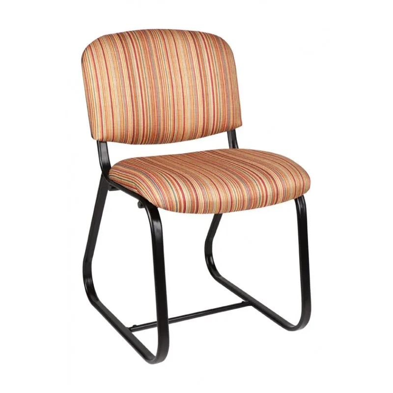 MA Joshua Fabric or Vinyl Upholstered Black Sled Base Visitor Chair