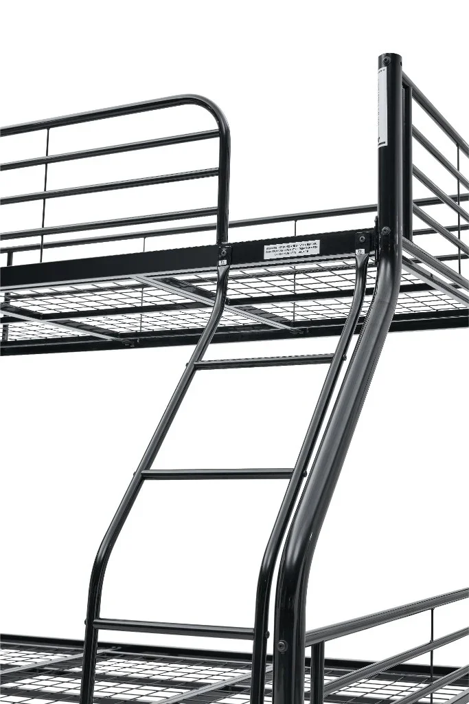 VI Tiamo Metal Single Over Double Bunk Bed - White and Black