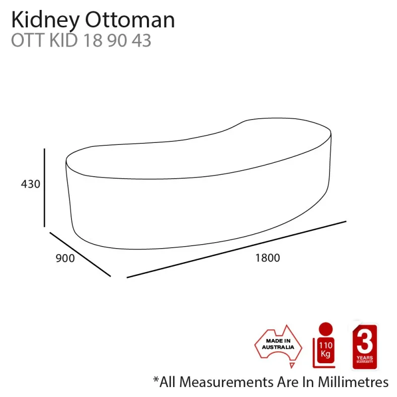 MA Fabric Upholstered Kidney Shaped Ottoman thumbnail 2