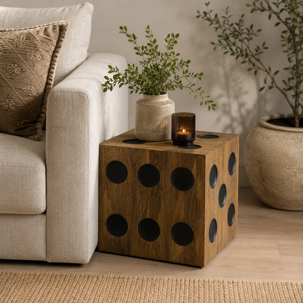 CR Dice Solid Timber Side Table or Stool