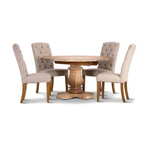 VI Utah Solid Timber Round Dining Table with Fabric Chair Set thumbnail 4