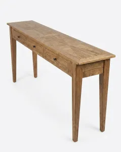 MF Parquetry Recycled Elm Timber 2 Drawer Hall Table thumbnail 3