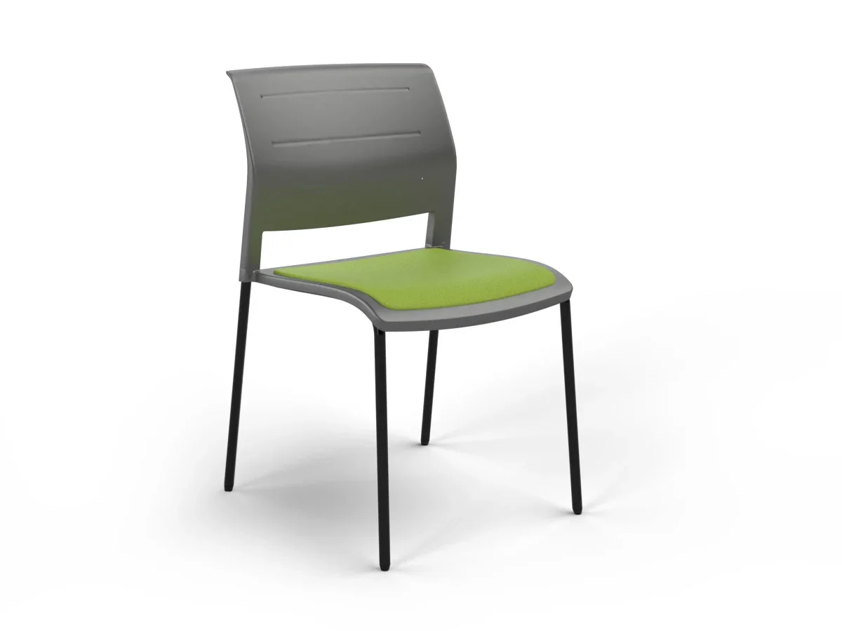 OL Game 4 Legs Upholstered Seat Visitor Stacking Chair - Charcoal Shell