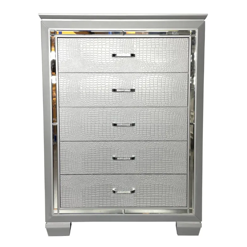 VI Veronica Timber Framed 5 Drawer Tallboy
